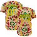 Custom City Cream Gold Red-Grass Green Black History Month Africa Tribal Authentic Baseball Jersey