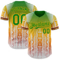 Custom White Grass Green Gold Red-Black Black History Month Africa Tribal Authentic Baseball Jersey