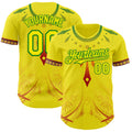 Custom Light Yellow Grass Green Red-Black Black History Month Africa Tribal Authentic Baseball Jersey