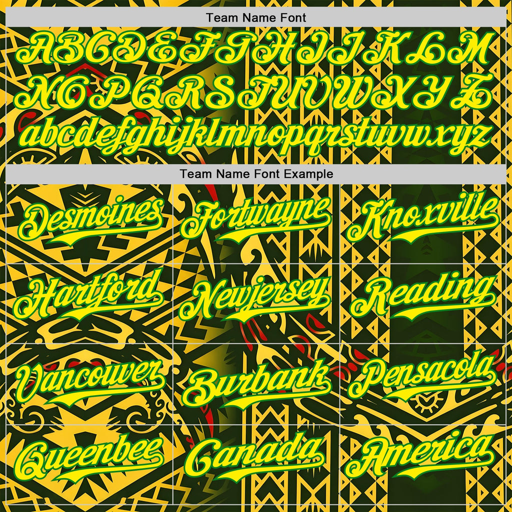 Custom Black Light Yellow Gold Grass Green-Red Black History Month Africa Tribal Authentic Baseball Jersey