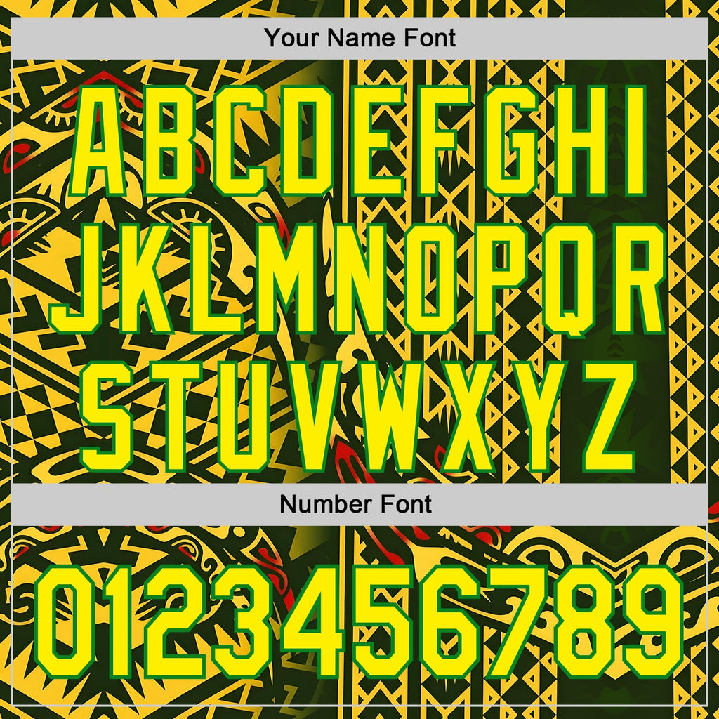 Custom Black Light Yellow Gold Grass Green-Red Black History Month Africa Tribal Authentic Baseball Jersey