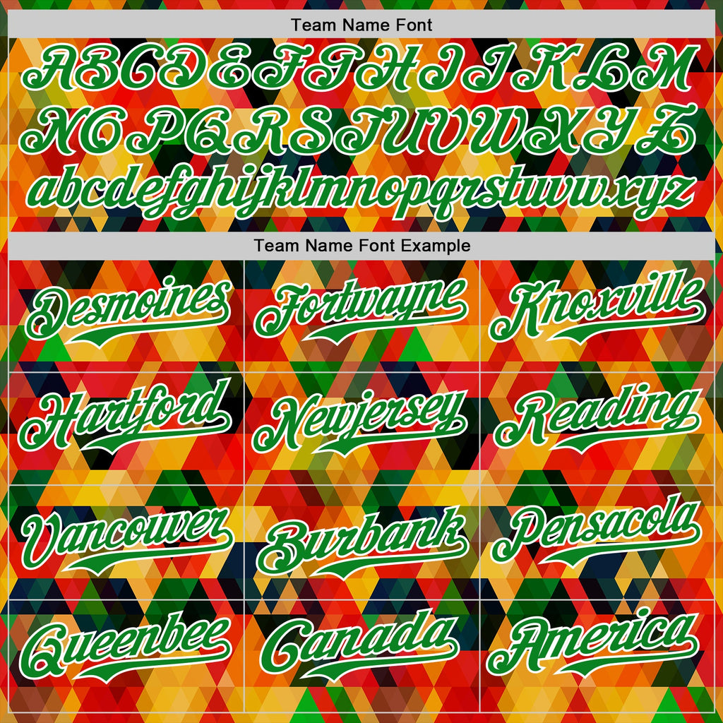 Custom Red Grass Green Yellow-White 3D Pattern Design Black History Month Abstract Geometric Authentic Baseball Jersey