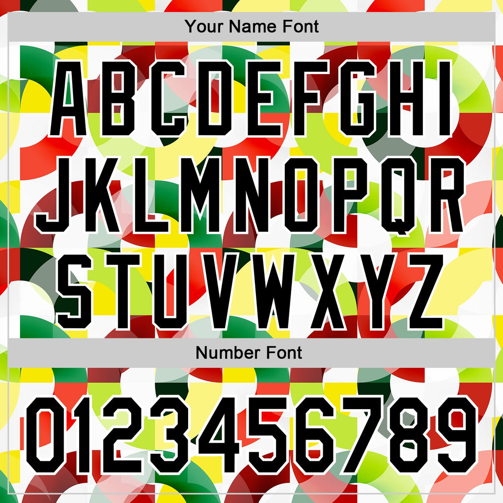 Custom White Black Red Yellow-Green 3D Pattern Design Black History Month Abstract Geometric Authentic Baseball Jersey