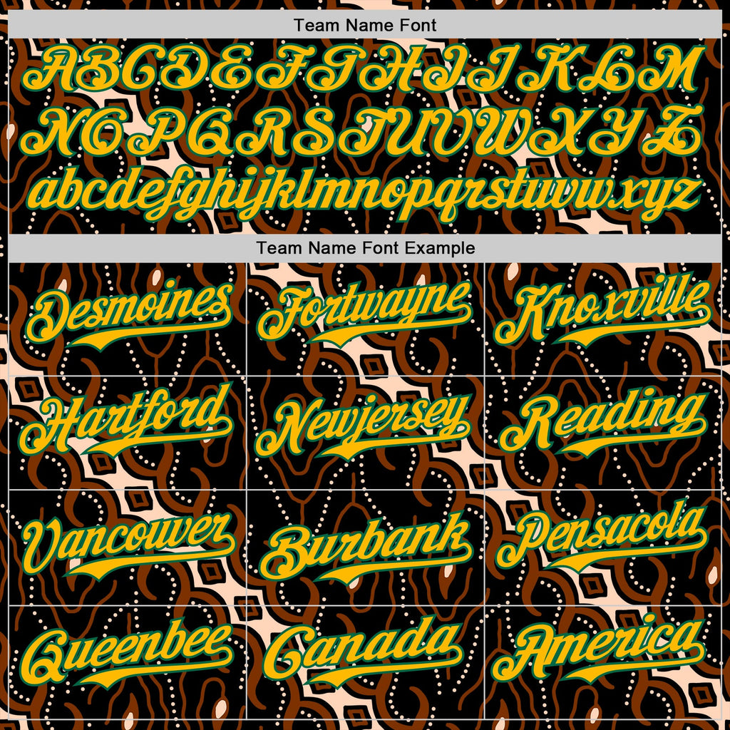 Custom Black Gold Red Cream-Kelly Green 3D Pattern Design Black History Month Abstract Authentic Baseball Jersey