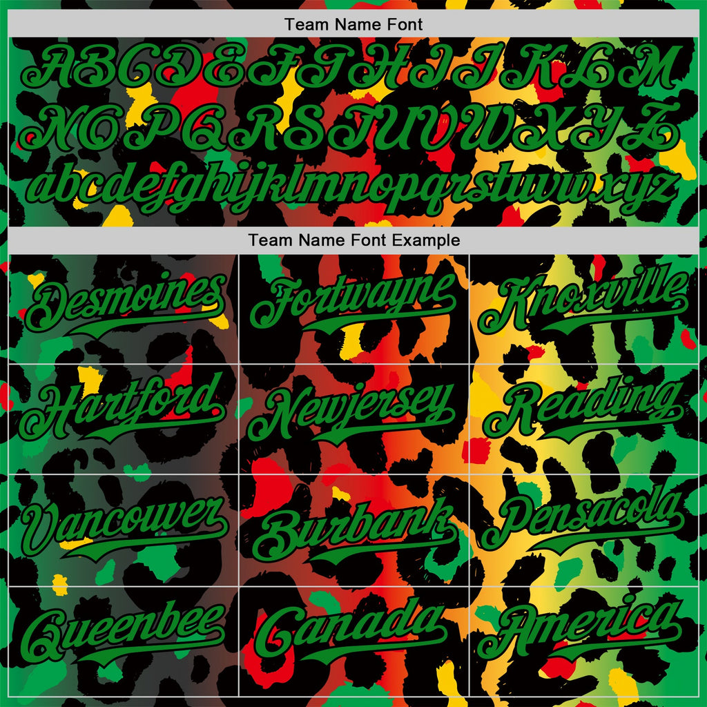 Custom Black Grass Green Yellow-Red 3D Pattern Design Black History Month African Ethnicity Style Animal Print Authentic Baseball Jersey