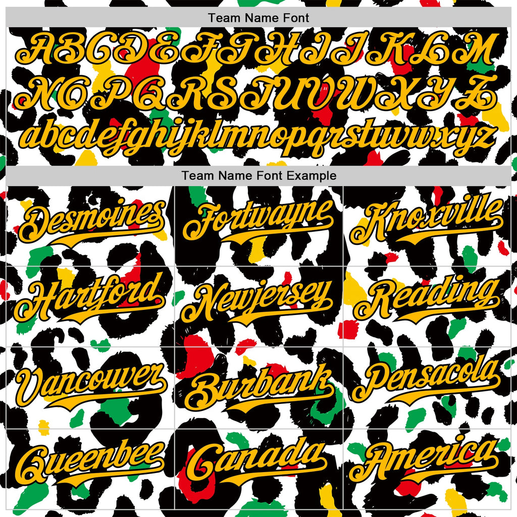Custom White Gold Black Green-Red 3D Pattern Design Black History Month Animal Print Authentic Baseball Jersey