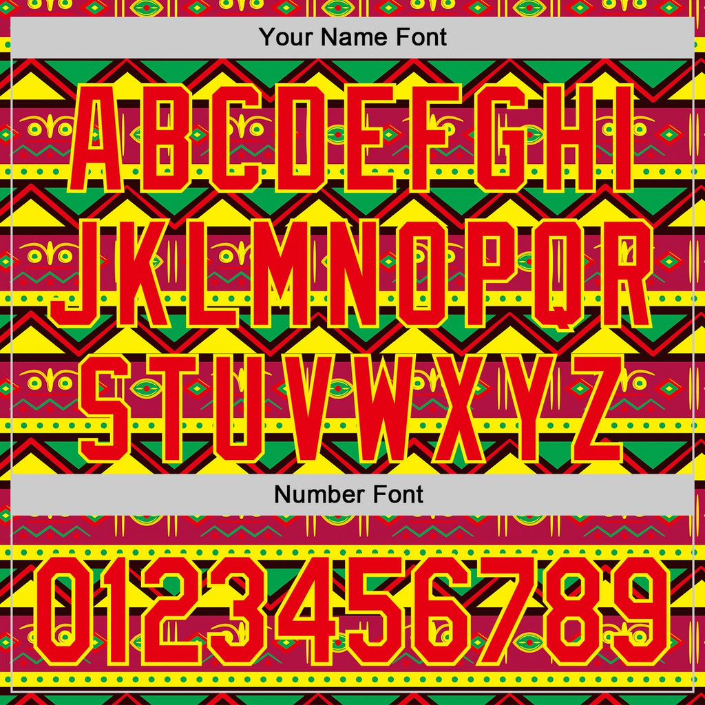 Custom Green Fire Red Light Yellow-Black 3D Pattern Design Black History Month African Ethnicity Style Abstract Geometric Authentic Baseball Jersey