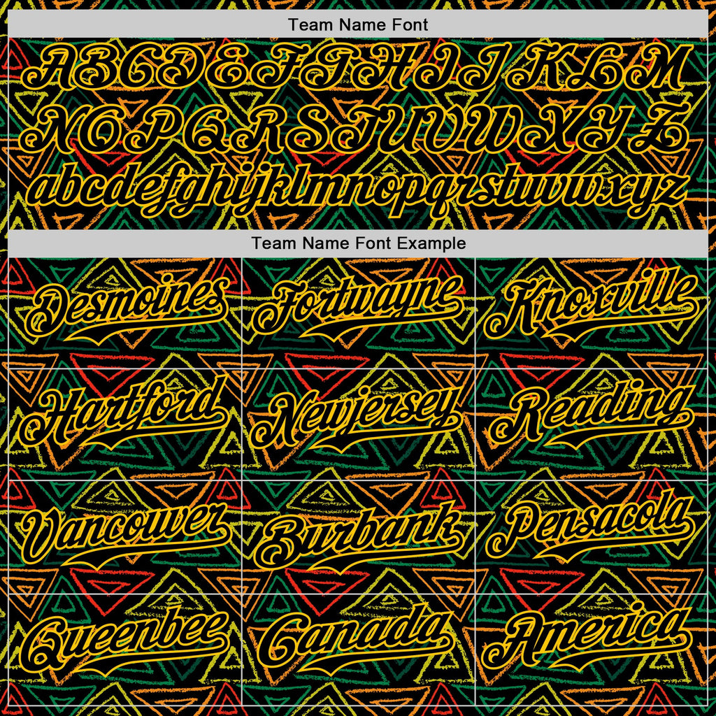 Custom Black Red Green-Yellow 3D Pattern Design Black History Month African Ethnicity Style Abstract Geometric Authentic Baseball Jersey