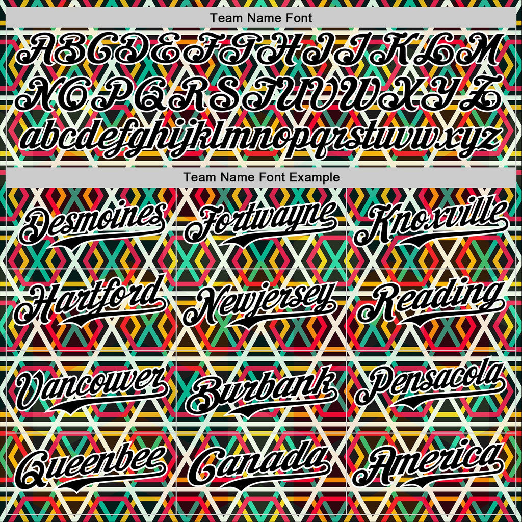 Custom Black Red Green Yellow-White 3D Pattern Design Black History Month African Ethnicity Style Abstract Geometric Authentic Baseball Jersey