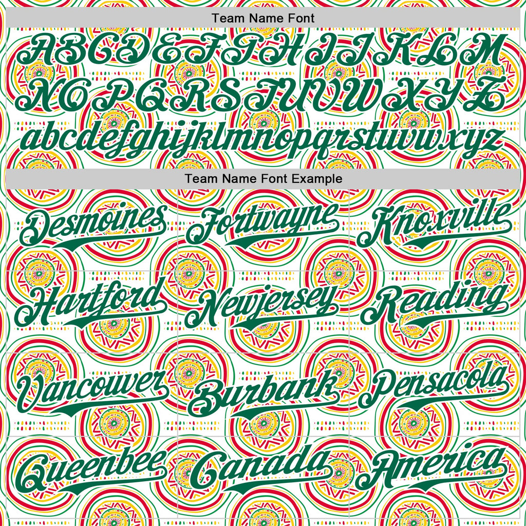 Custom White Kelly Green Yellow-Red 3D Pattern Design Black History Month African Ethnicity Style Authentic Baseball Jersey