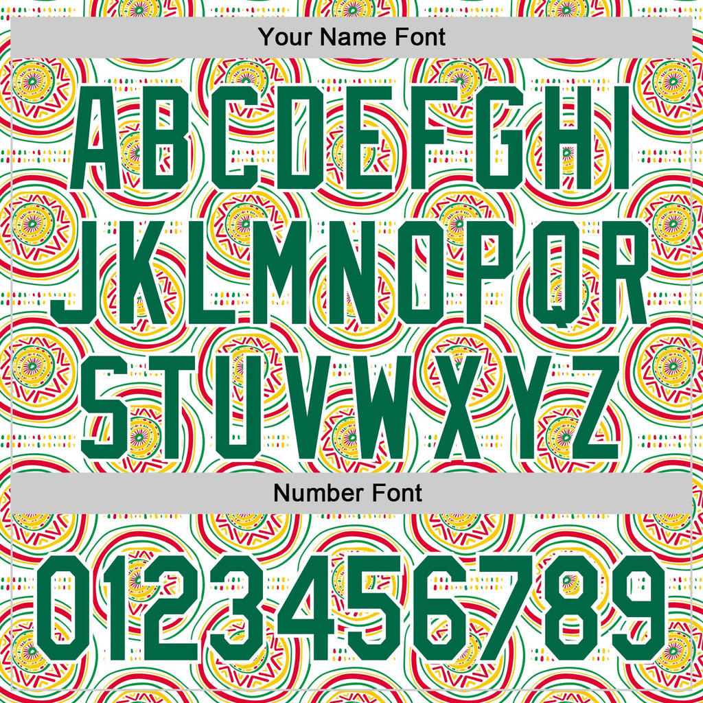 Custom White Kelly Green Yellow-Red 3D Pattern Design Black History Month African Ethnicity Style Authentic Baseball Jersey