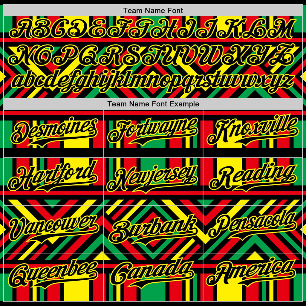 Custom Green Black Red-Light Yellow 3D Pattern Design Black History Month African Ethnicity Style Abstract Geometric Authentic Baseball Jersey