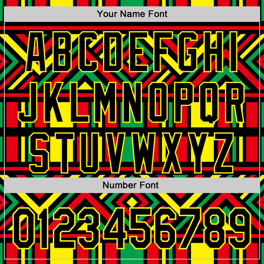 Custom Green Black Red-Light Yellow 3D Pattern Design Black History Month African Ethnicity Style Abstract Geometric Authentic Baseball Jersey