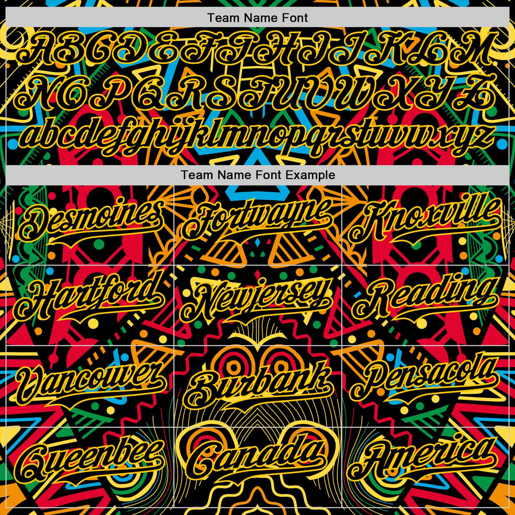 Custom Black Green Yellow Red-Blue 3D Pattern Design Black History Month African Ethnicity Style Abstract Geometric Authentic Baseball Jersey