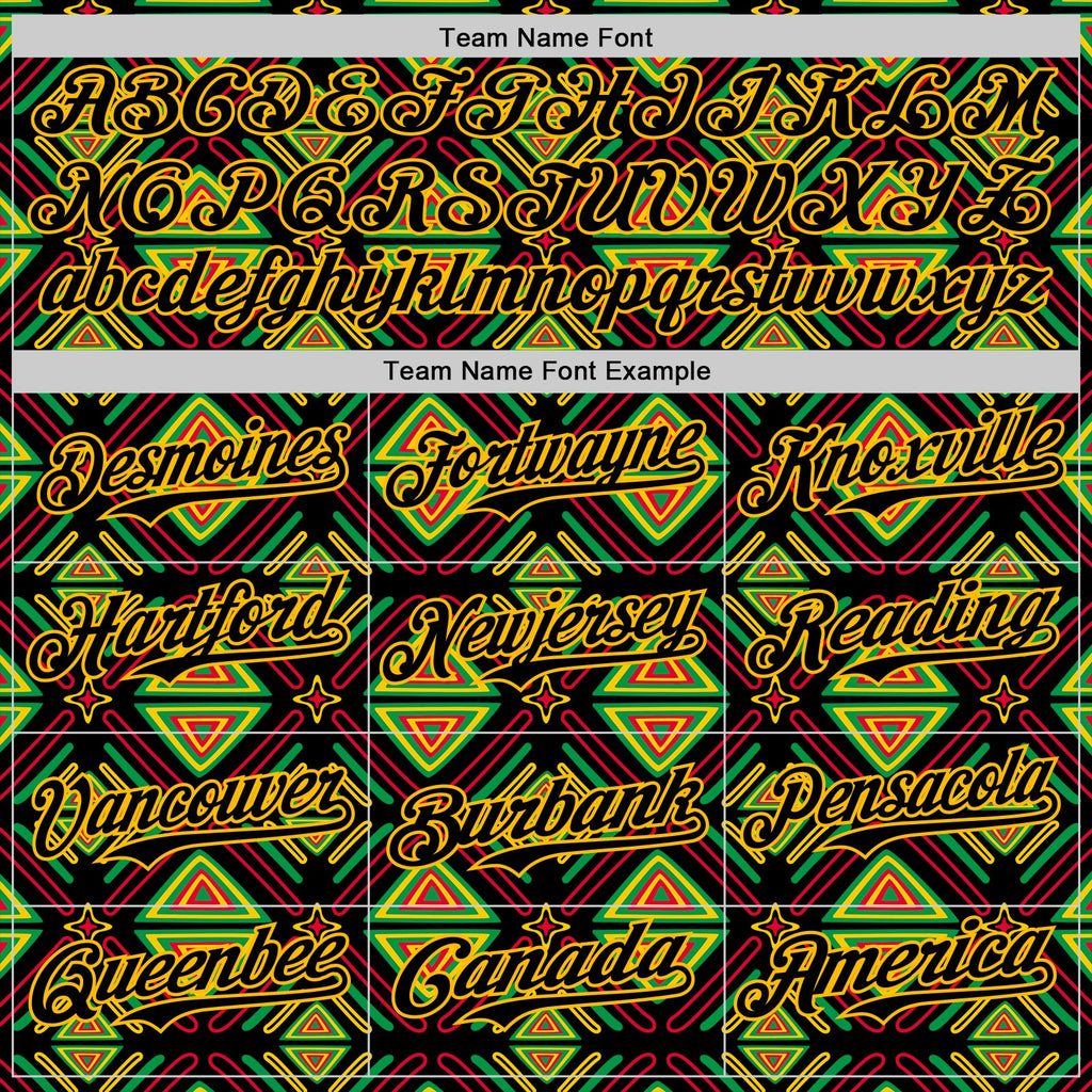 Custom Black Green Red-Gold 3D Pattern Design Black History Month African Ethnicity Style Abstract Geometric Authentic Baseball Jersey