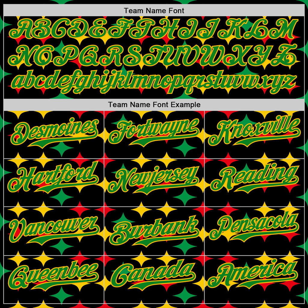 Custom Black Grass Green Gold-Red 3D Pattern Design Black History Month African Ethnicity Style Abstract Geometric Authentic Baseball Jersey