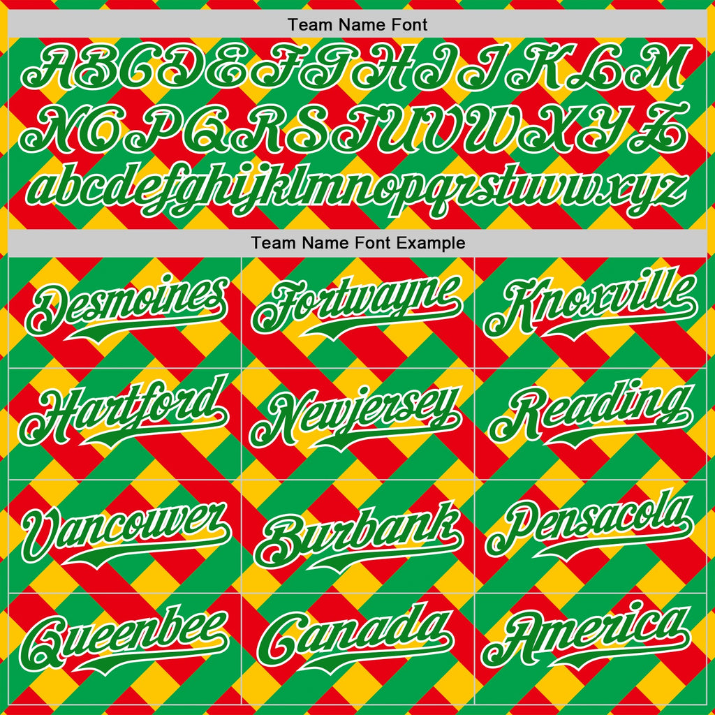 Custom Gold Grass Green Red-White 3D Pattern Design Black History Month African Ethnicity Style Abstract Geometric Authentic Baseball Jersey