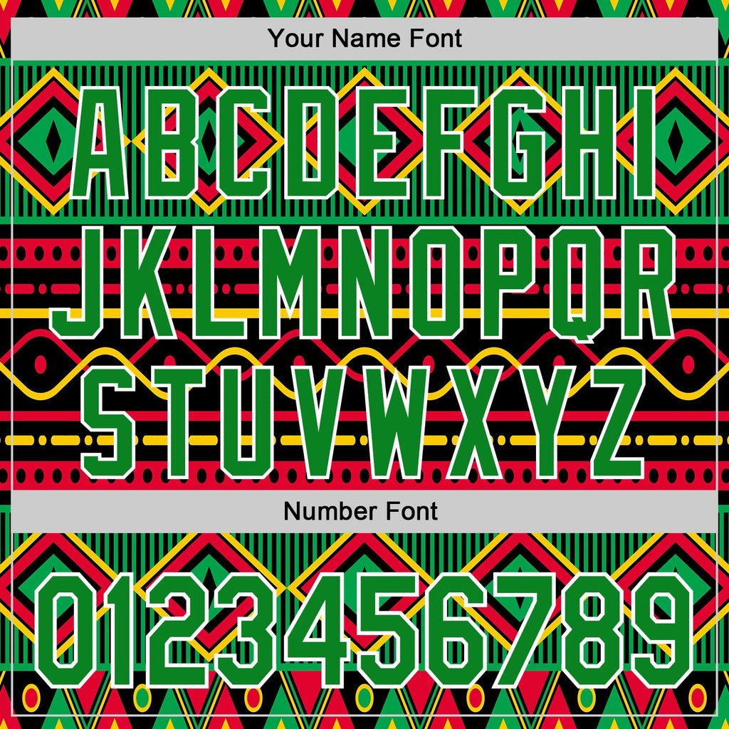 Custom Black Grass Green Red Yellow-White 3D Pattern Design Black History Month African Ethnicity Style Abstract Geometric Authentic Baseball Jersey