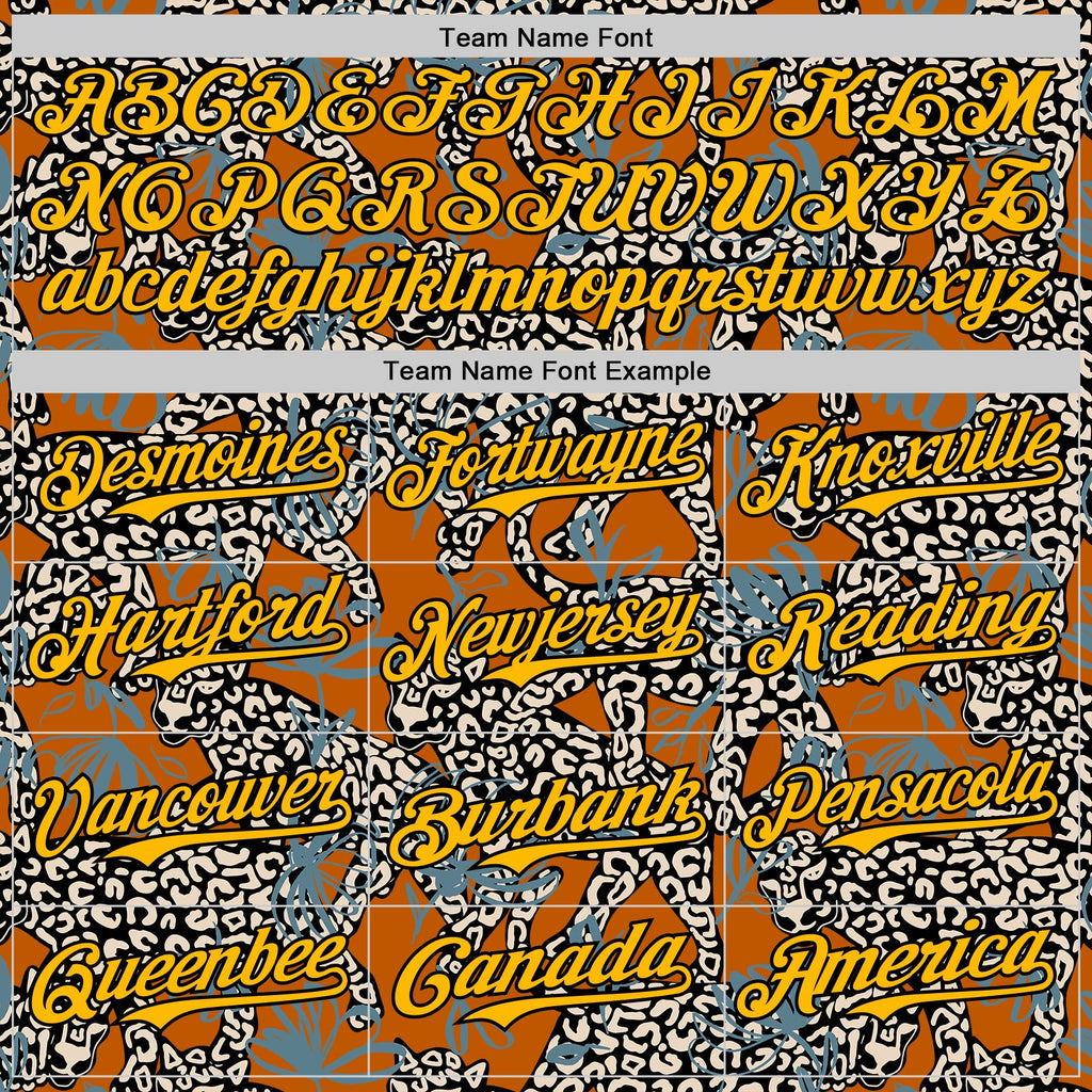 Custom Texas Orange Gold-Black 3D Pattern Design Black History Month Animal Leopard Authentic Baseball Jersey