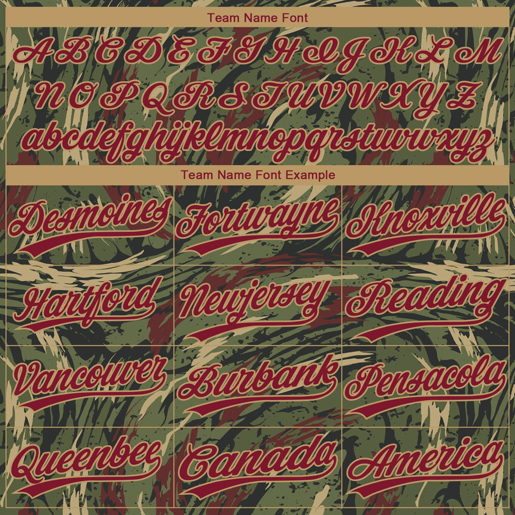 Custom Olive Crimson-Old Gold 3D Pattern Design Authentic Salute To Service Baseball Jersey