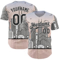 Custom Pink Black-White Chicago Illinois Cityscape Landmark City Symbol Authentic Baseball Jersey