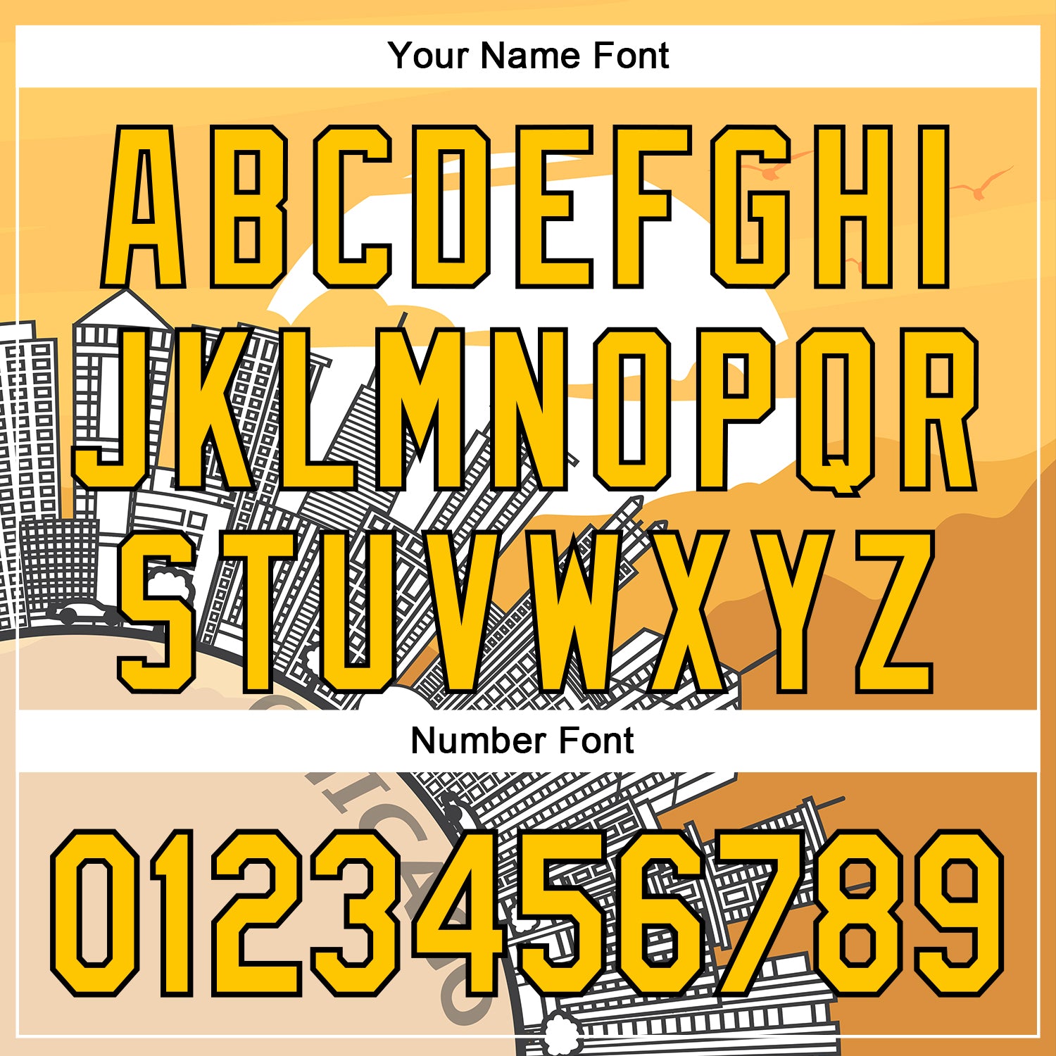 Custom Yellow Black-White Chicago Illinois Cityscape Landmark City Symbol Authentic Baseball Jersey