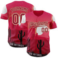 Custom Pink Cardinal-City Cream San Antonio Cactus Western Sunset City Symbol Authentic Baseball Jersey