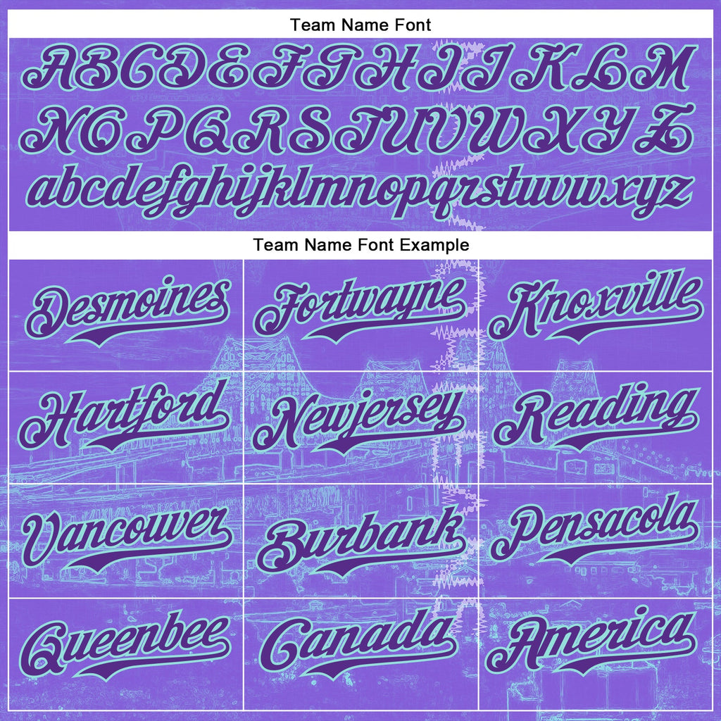 Custom Purple Ice Blue New Orleans Louisiana Mississippi River Bridge Cityscape City Symbol Authentic Baseball Jersey
