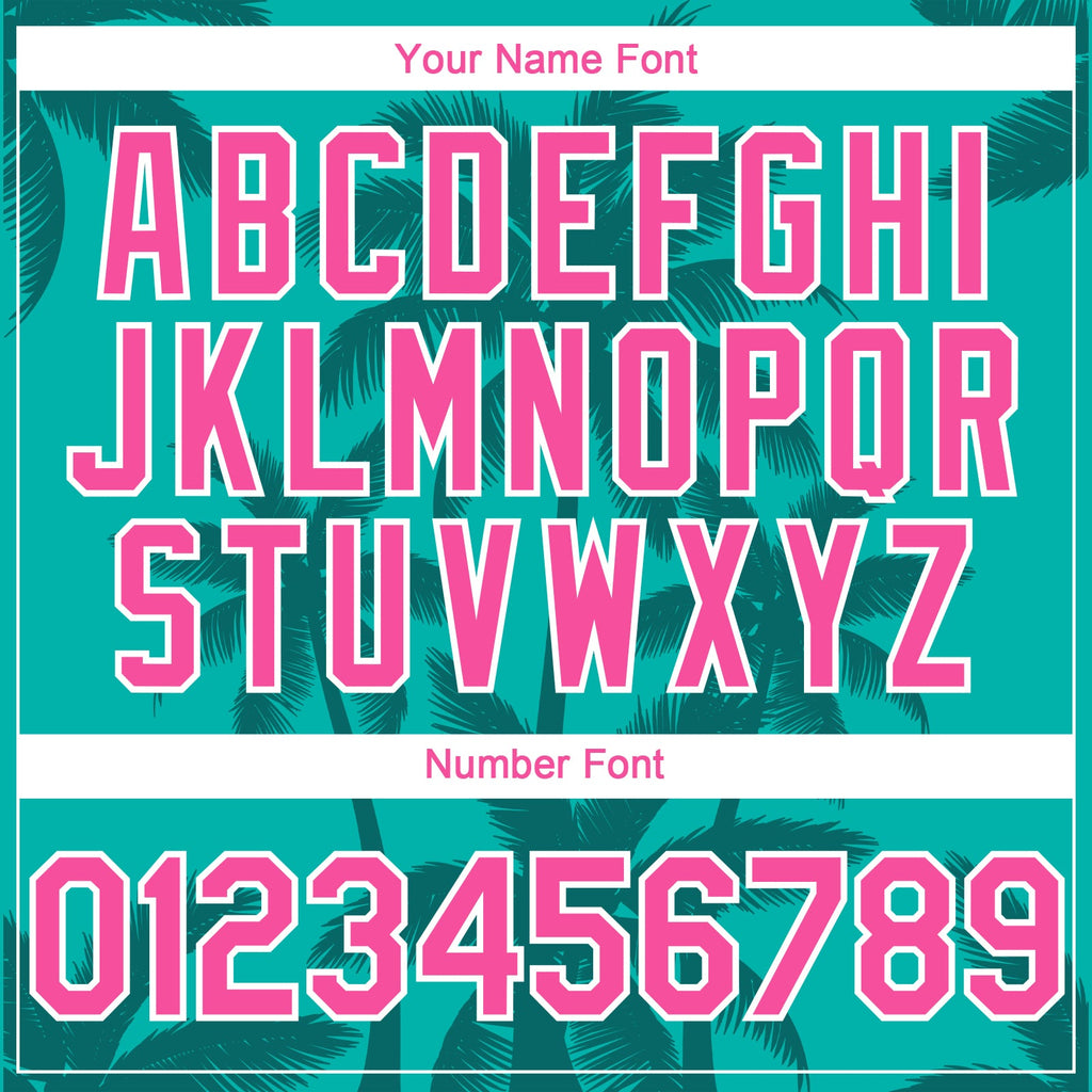 Custom Aqua Pink Teal-White Tropical Hawaii Palm Trees Authentic Baseball Jersey
