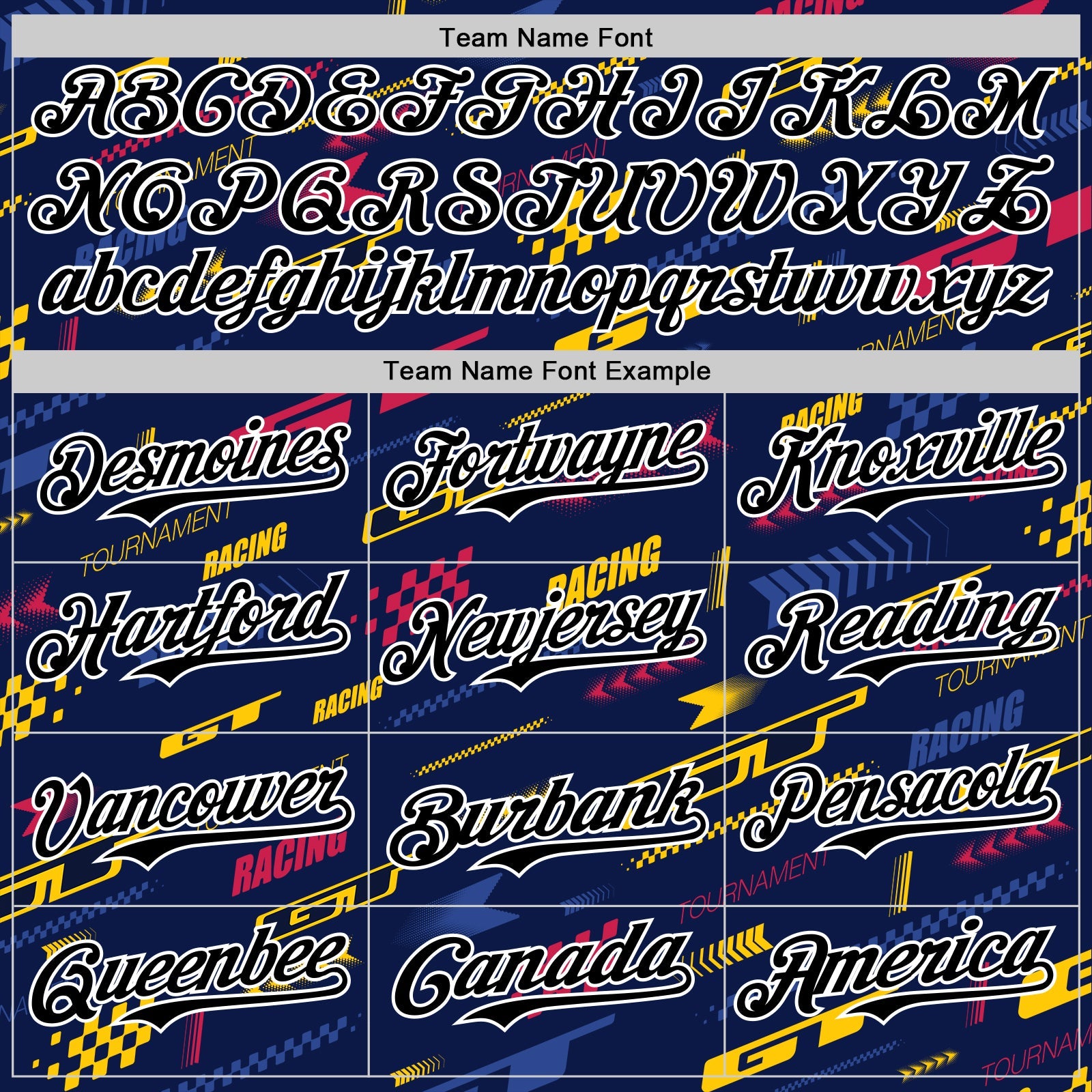 Custom Navy Black White Red-Yellow Car Racing Formula Auto Motorsport Authentic Baseball Jersey