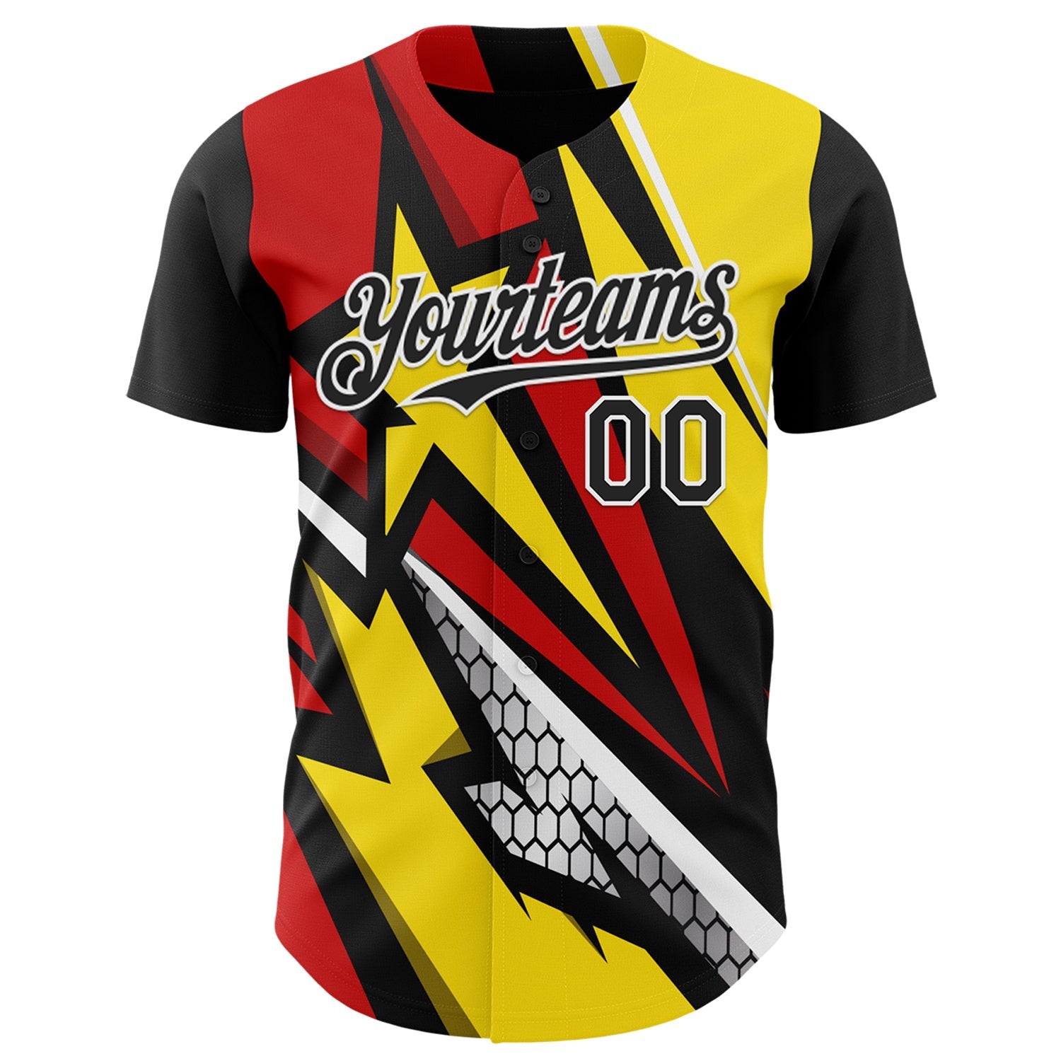 Custom Black White Red-Yellow Car Racing Formula Auto Motorsport Authentic Baseball Jersey