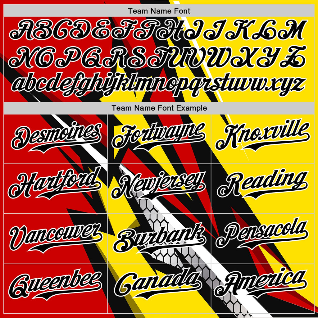 Custom Black White Red-Yellow Car Racing Formula Auto Motorsport Authentic Baseball Jersey