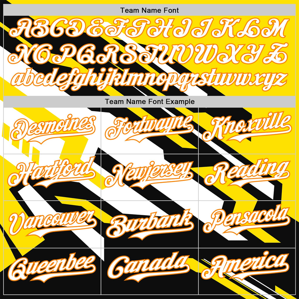 Custom Black White Bay Orange-Yellow Car Racing Formula Auto Motorsport Authentic Baseball Jersey