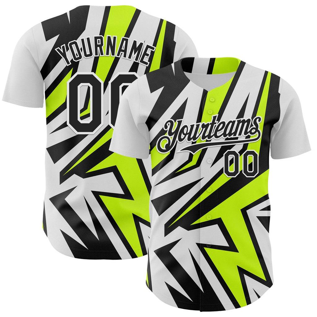 Custom White Black-Green Car Racing Formula Auto Motorsport Authentic Baseball Jersey