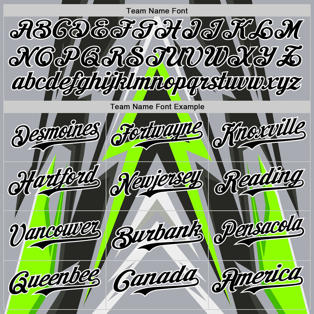 Custom Gray Black White-Green Car Racing Formula Auto Motorsport Authentic Baseball Jersey