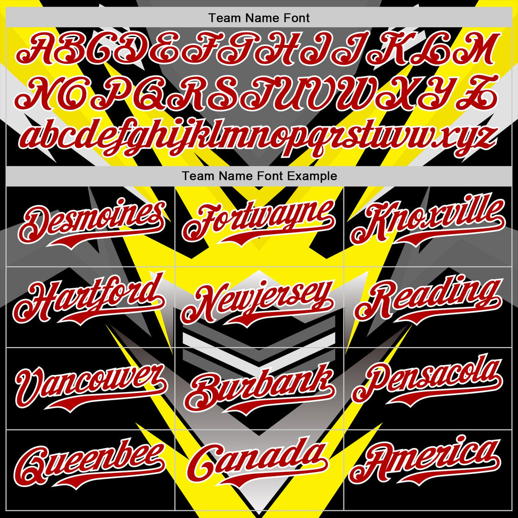 Custom Black Red White-Yellow Car Racing Formula Auto Motorsport Authentic Baseball Jersey