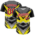 Custom Black Red White-Yellow Car Racing Formula Auto Motorsport Authentic Baseball Jersey