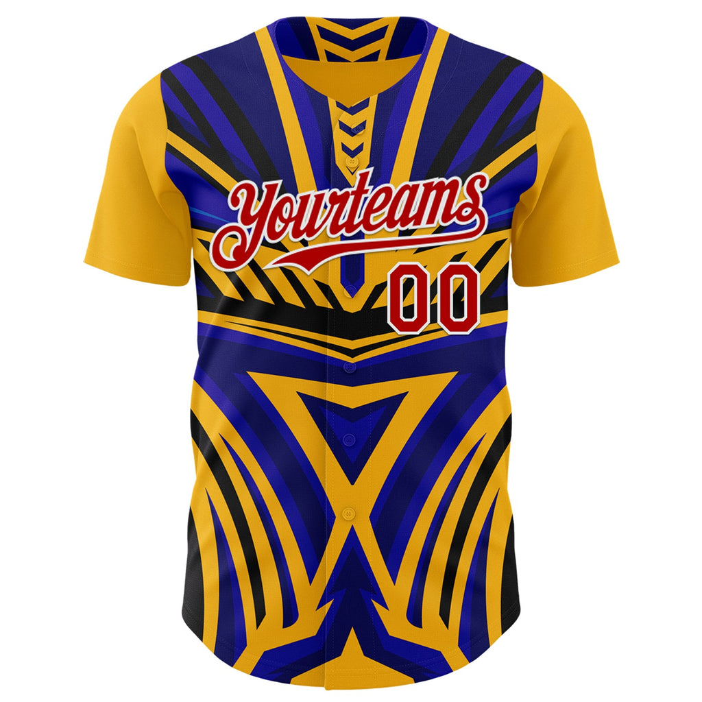 Custom Gold Red White Blue-Black Car Racing Formula Auto Motorsport Authentic Baseball Jersey