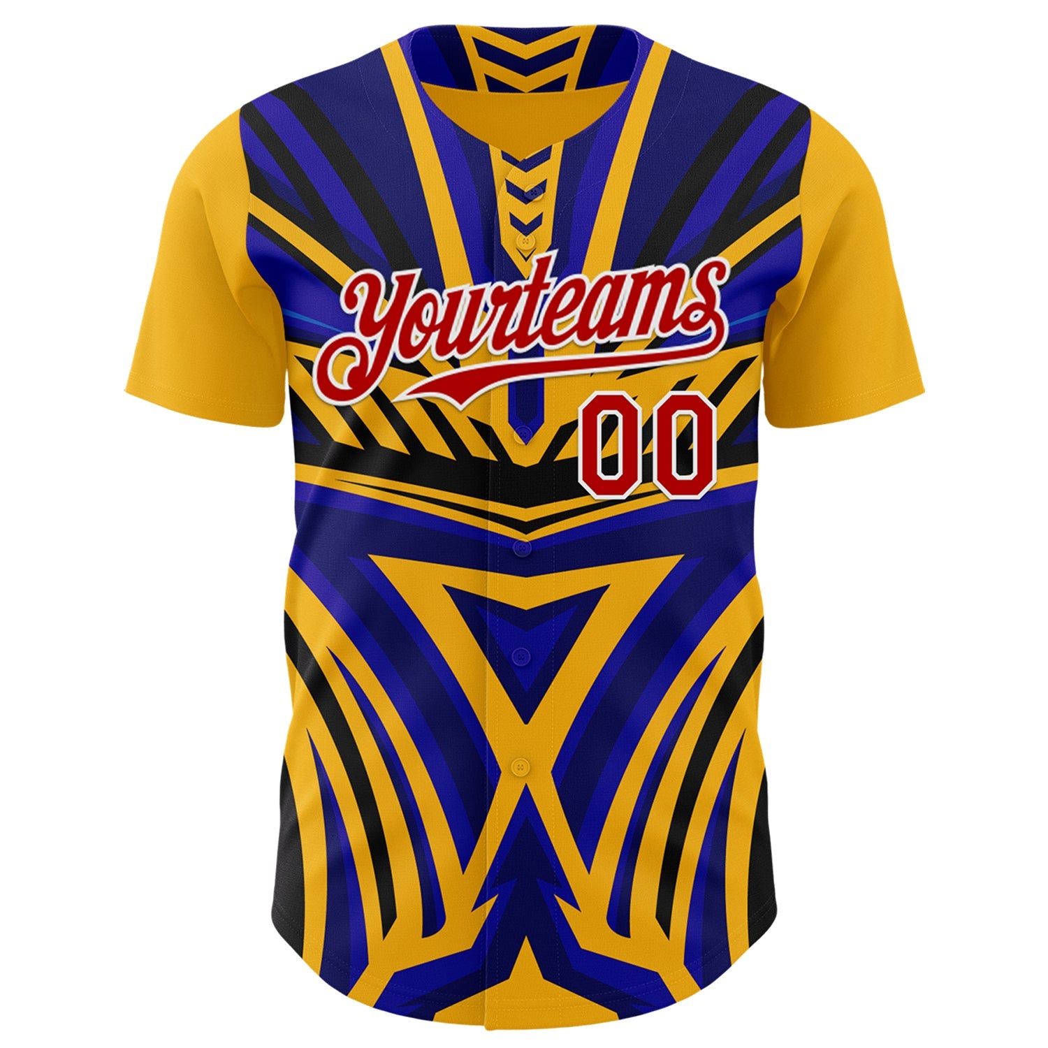 Custom Gold Red White Blue-Black Car Racing Formula Auto Motorsport Authentic Baseball Jersey
