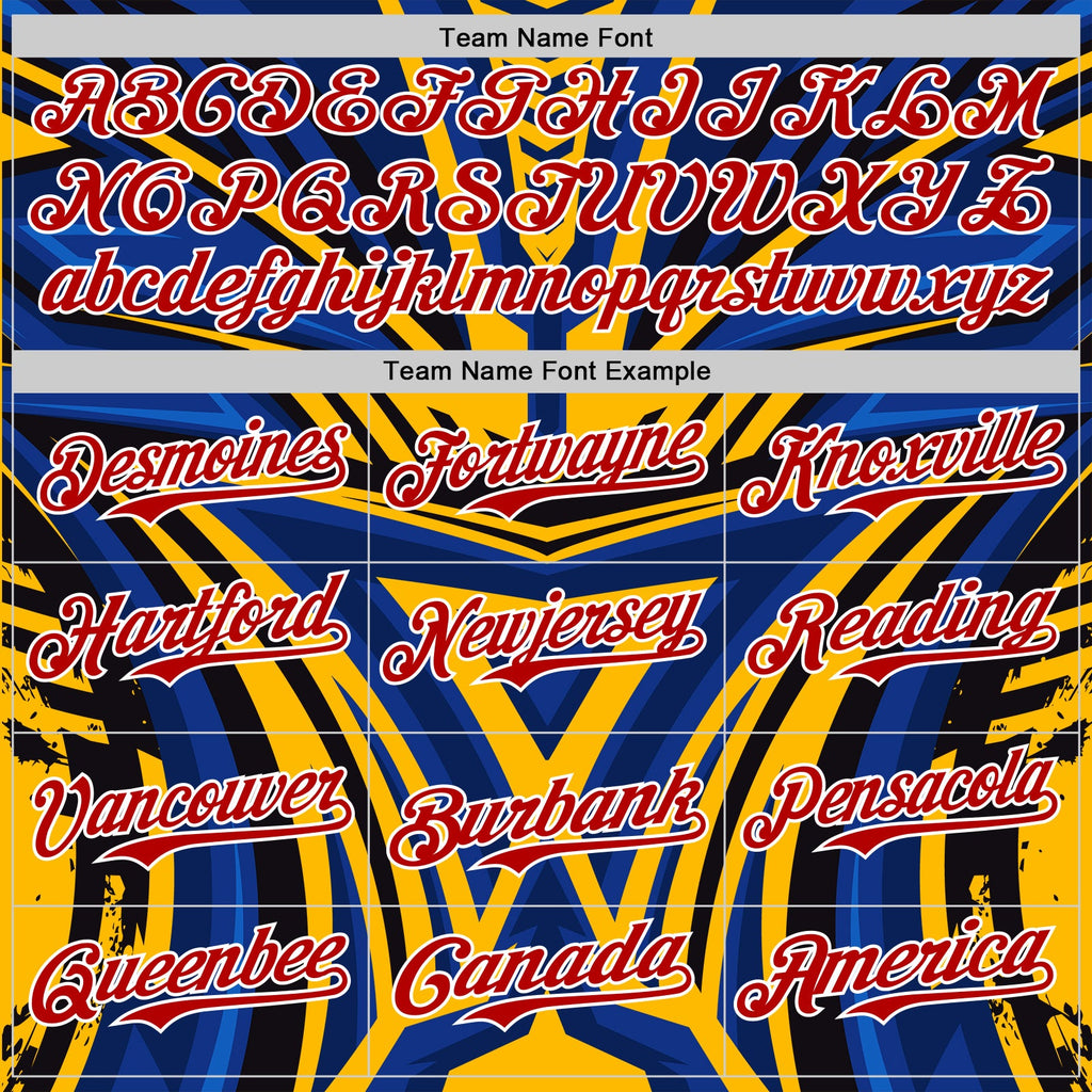 Custom Gold Red White Blue-Black Car Racing Formula Auto Motorsport Authentic Baseball Jersey