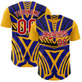 Custom Gold Red White Blue-Black Car Racing Formula Auto Motorsport Authentic Baseball Jersey