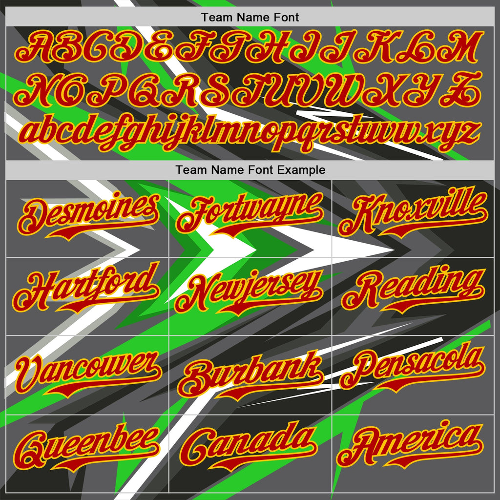 Custom Steel Gray Red Yellow Green-White Car Racing Formula Auto Motorsport Authentic Baseball Jersey
