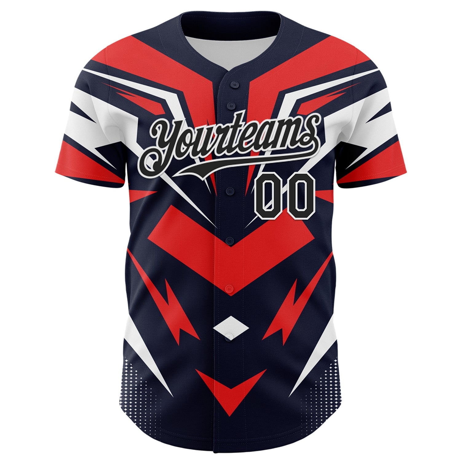 Custom Navy Black White-Red Car Racing Formula Auto Motorsport Authentic Baseball Jersey