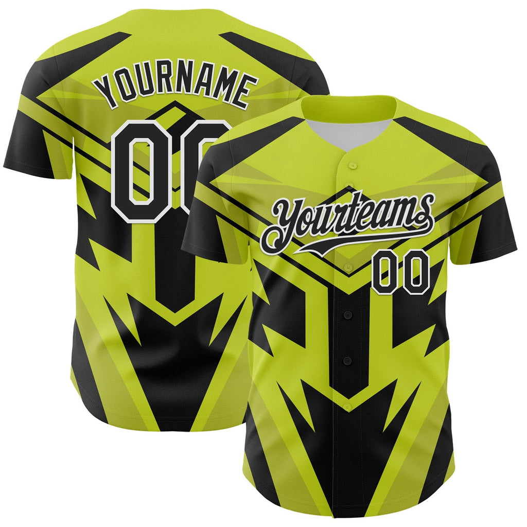 Custom Black White-Green Car Racing Formula Auto Motorsport Authentic Baseball Jersey