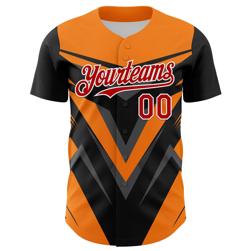Custom Black Red White Bay Orange-Gray Car Racing Formula Auto Motorsport Authentic Baseball Jersey