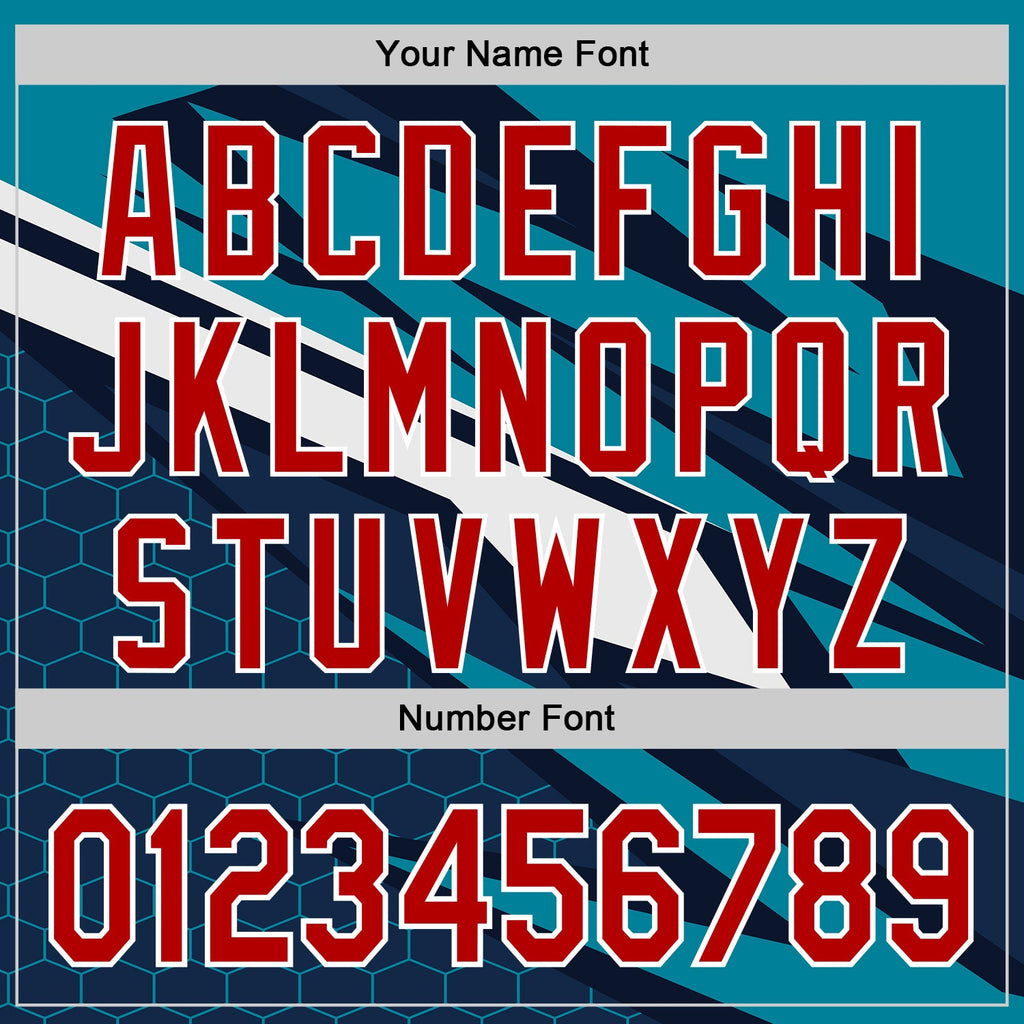 Custom Teal Red White-Navy Car Racing Formula Auto Motorsport Authentic Baseball Jersey