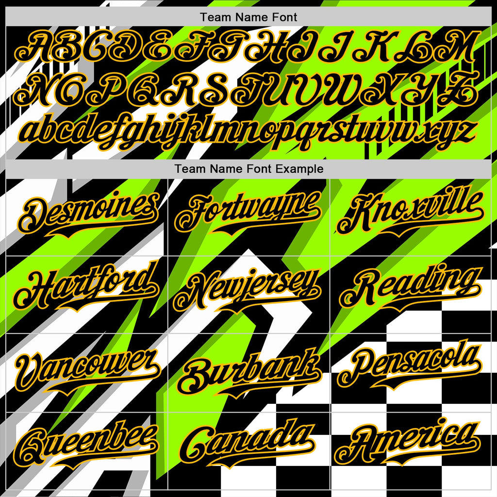 Custom Black Gold Green-White Car Racing Formula Auto Motorsport Authentic Baseball Jersey