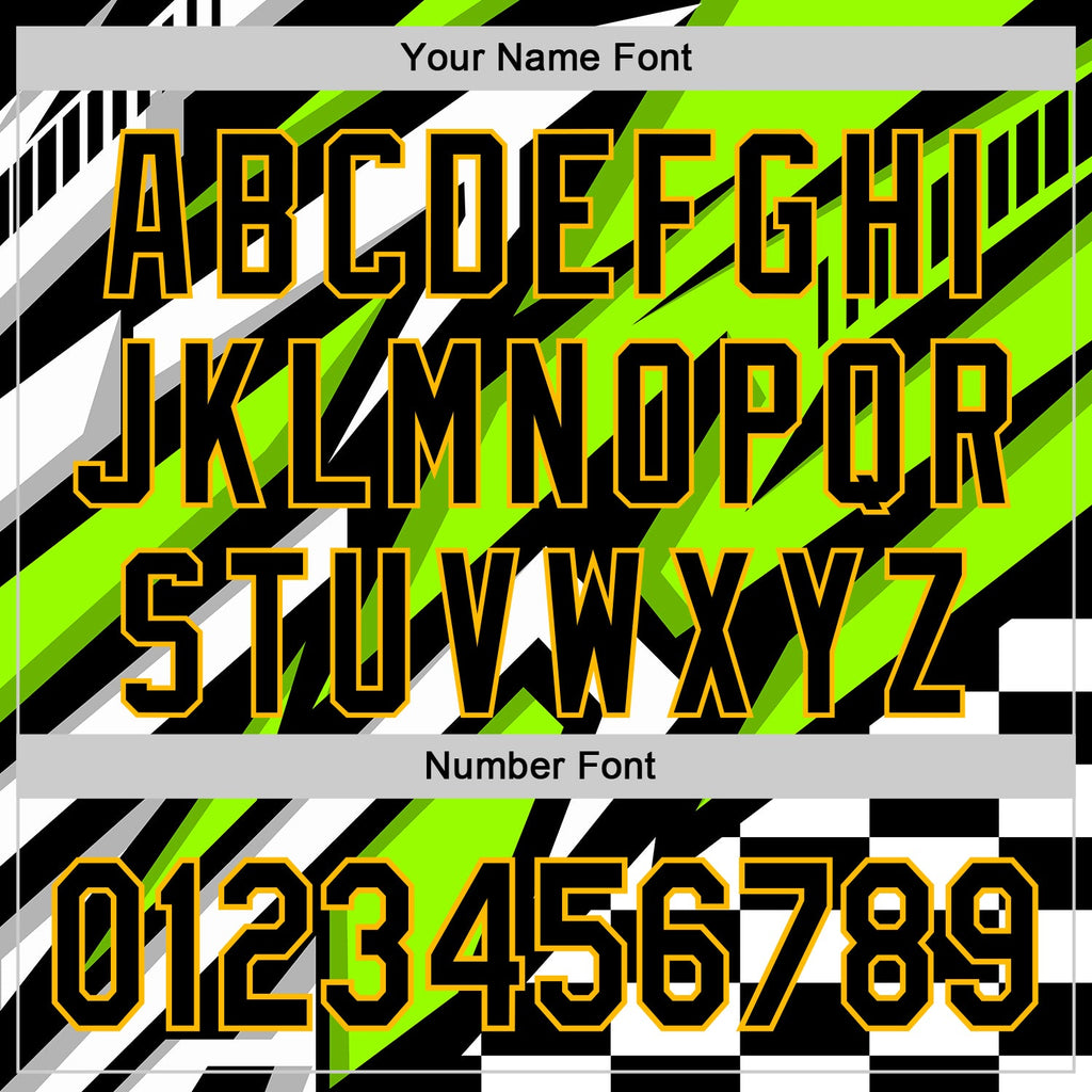 Custom Black Gold Green-White Car Racing Formula Auto Motorsport Authentic Baseball Jersey