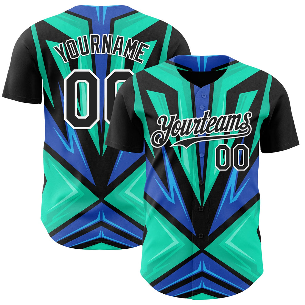 Custom Black White Aqua-Purple Car Racing Formula Auto Motorsport Authentic Baseball Jersey