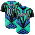 Custom Black White Aqua-Purple Car Racing Formula Auto Motorsport Authentic Baseball Jersey
